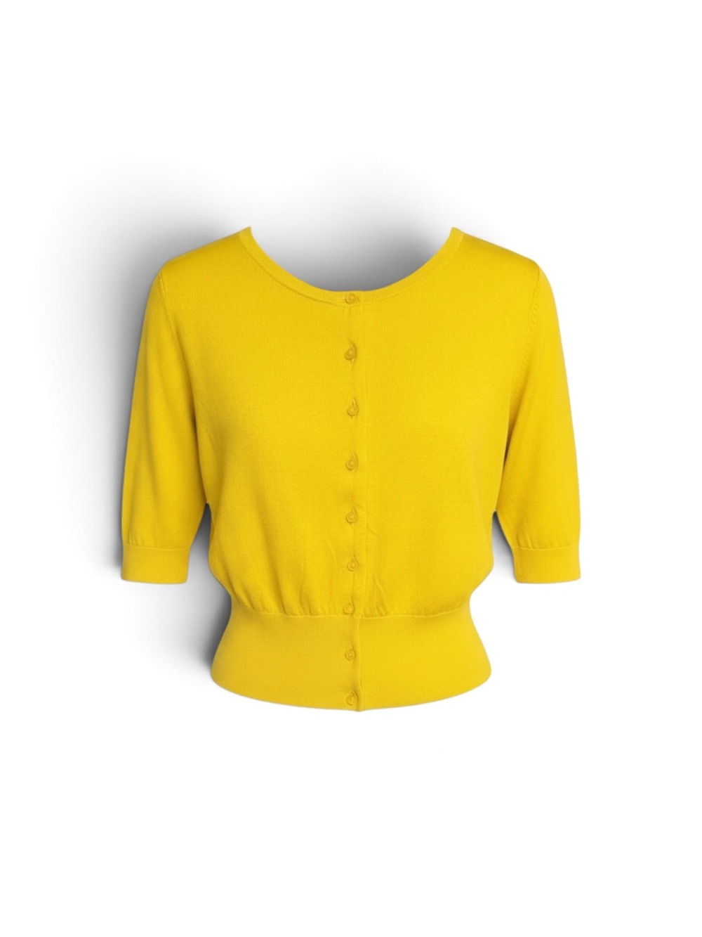 Boden Gold Pearl Button Cropped Cardigan Sweater
